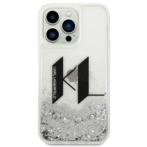 iPhone 14 Pro Karl Lagerfeld Liquid Glitter Big KL logo tok ezüst (KLHCP14LLBKLCS) - 8