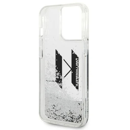 iPhone 14 Pro Karl Lagerfeld Liquid Glitter Big KL logo tok ezüst (KLHCP14LLBKLCS) - 3