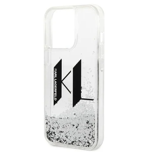 iPhone 14 Pro Karl Lagerfeld Liquid Glitter Big KL logo tok ezüst (KLHCP14LLBKLCS) - 4
