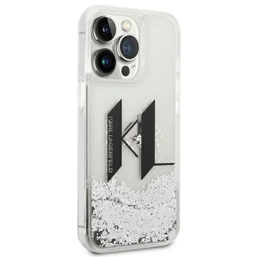 iPhone 14 Pro Karl Lagerfeld Liquid Glitter Big KL logo tok ezüst (KLHCP14LLBKLCS) - 6