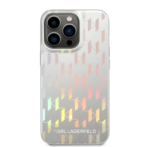 iPhone 14 Pro Karl Lagerfeld Iridescent Monogram tok ezüst (KLHCP14LLGMMSV3) - 6