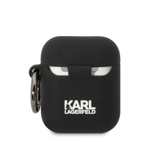 Airpods 1/2 Karl Lagerfeld Karl és Choupette szilikon tok fekete (KLACA2SILKCK) - 2