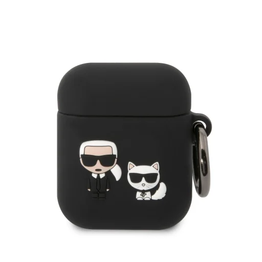 Airpods 1/2 Karl Lagerfeld Karl és Choupette szilikon tok fekete (KLACA2SILKCK) - 1