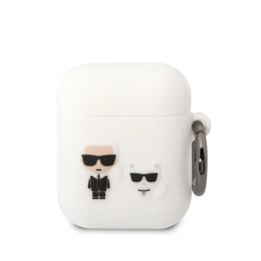 Airpods 1/2 Karl Lagerfeld Karl és Choupette szilikon tok fehér (KLACA2SILKCW) - 1