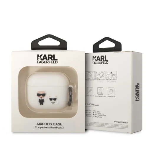 Airpods 3 Karl Lagerfeld Karl és Choupette szilikon tok fehér (KLACA3SILKCW) - 3