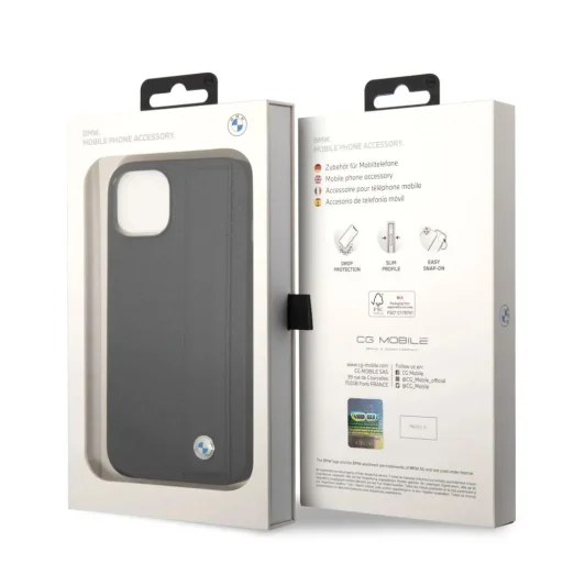  iPhone 14 Fekete BMW Signature Leather Big Logo tok - 4