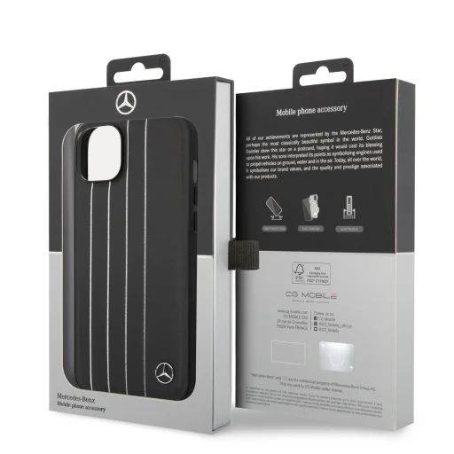 iPhone 14 Plus Mercedes Genuine Leather Urban tok fekete (MEHCP14M8RDHSK) - 4