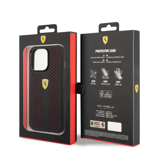 iPhone 14 Pro Ferrari PU Leather Perforated tok piros (FEHCP14LRHOR) - 5