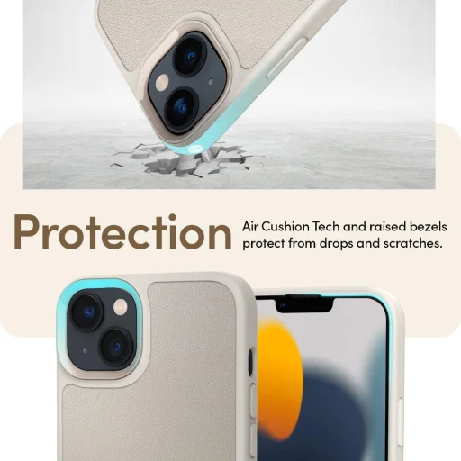 iPhone 14 Spigen Cyrill Kajuk MagSafe-kompatibilis bőrtok krémszínű (ACS05092) - 9