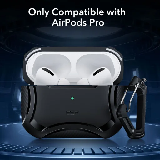 Airpods Pro 1/2 ESR Cyber Armor Halolock MagSafe kompatibilis tok fekete - 5
