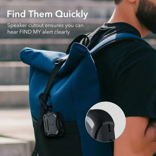 Airpods Pro 1/2 ESR Cyber Armor Halolock MagSafe kompatibilis tok fekete - 2