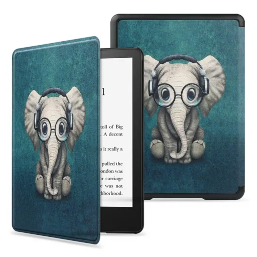 Kindle Paperwhite V/5 Tech-protect Smartcase Tok Boldog elefántos mintával - 1