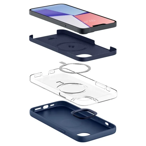 iPhone 14 Plus Spigen Silicone Fit MagSafe kompatibilis tok tengerészkék - 8