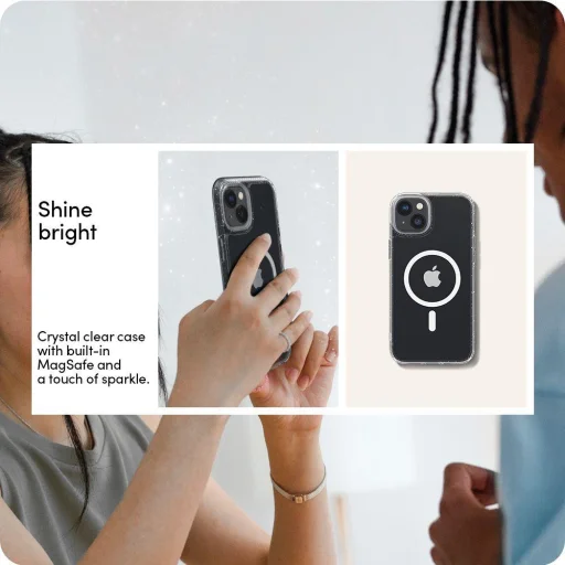 iPhone 14 Plus Spigen Cyrill Shine MagSafe-kompatibilis Glitter Clear tok és 2db üvegfólia (ACS04942) - 3