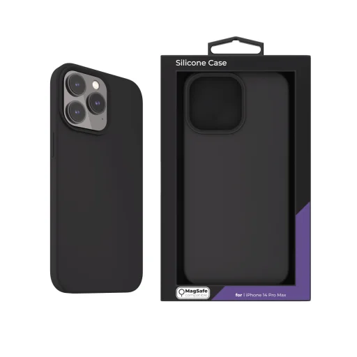 iPhone 14 Pro Max Next One MagSafe-kompatibilis szilikontok fekete (IPH-14PROMAX-MAGCASE-BLACK) - 1