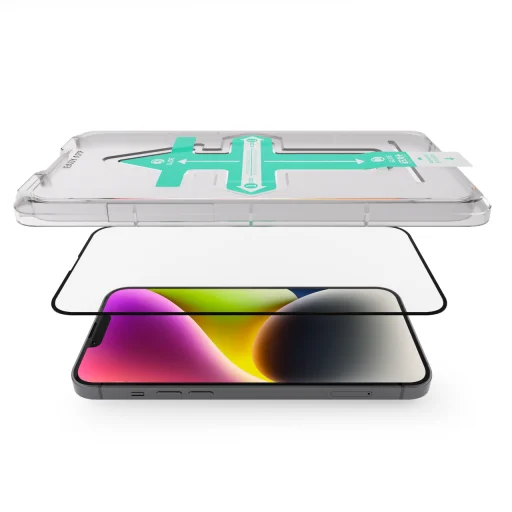 iPhone 14 Next One Screen Protector All-rounder kijelzővédő üvegfólia fekete kerettel (IPH-14-ALR) - 4