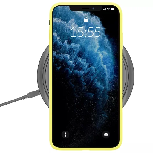 iPhone 14 Plus 3MK matt szilikon tok citromsárga - 2