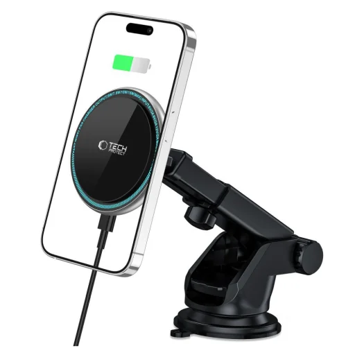 Tech-Protect A2 mágneses autós telefontartó vezeték nélküli töltéssel 15W fekete Magsafe - 4