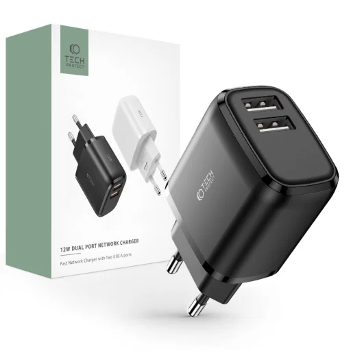 Tech-Protect C12W hálózati töltő adapter 2.4A fekete - 1