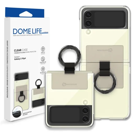 Samsung Galaxy Z Flip 4 WhiteStone Clear Case Ring tok bézs - 1