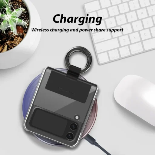 Samsung Galaxy Z Flip 4 WhiteStone Clear Case Ring tok bézs - 3