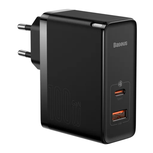 Baseus GaN5 Pro USB Type C / USB-A 100W PD3.0, QC4.0 +, AFC gyorstöltő, hálózati töltő adapter fekete (CCGP090201) - 4