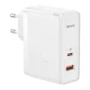 Baseus GaN5 Pro USB Type C / USB-A 100W PD3.0, QC4.0 +, AFC gyorstöltő, hálózati töltő adapter fehér (CCGP090202) thumbnail