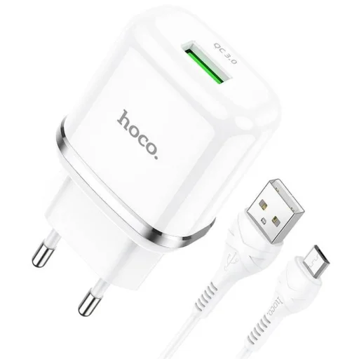 HOCO N3 Hálózati töltő adapter 18W QC3.0 3A + microUSB kábel 1m fehér - 3
