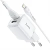 HOCO N8 hálózati töltő adapter 2xUSB + Lightning kábel 2.4 A fehér thumbnail