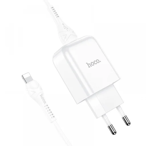 HOCO N2 Vigor hálózati töltő adapter + USB - Lightning kábel 2A fehér - 1