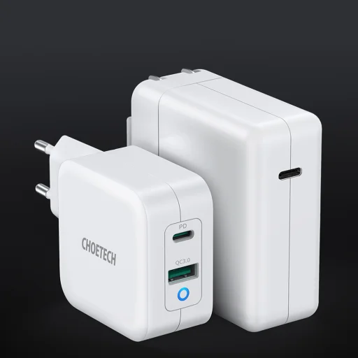 Choetech hálózati töltő adapter GaN USB Type C PD USB-A QC3.0 65W 3,25A fehér (PD8002) - 2
