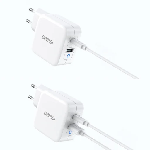 Choetech hálózati töltő adapter GaN USB Type C PD USB-A QC3.0 65W 3,25A fehér (PD8002) - 3