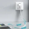 Choetech hálózati töltő adapter QC PD 38W 5A USB Type C + USB-A fehér (PD5002-EU) thumbnail