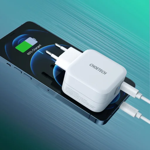 Choetech hálózati töltő adapter QC PD 38W 5A USB Type C + USB-A fehér (PD5002-EU) - 2