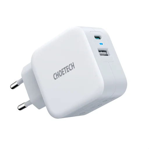Choetech hálózati töltő adapter QC PD 38W 5A USB Type C + USB-A fehér (PD5002-EU) - 6