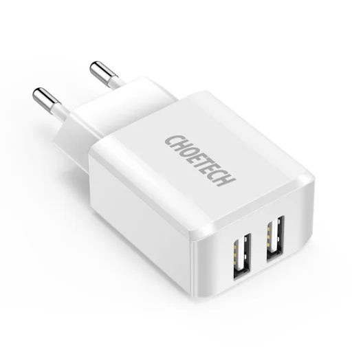 Choetech kétportos hálózati töltő adapter 2 x USB-A 10W 2A fehér (C0030) - 1