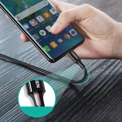 Ugreen töltő- és adatkábel USB Type C - USB Type C PD 100W 5A 2m fehér (US300) - 9