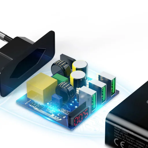 Choetech hálózati töltő adapter 3x USB Type A 5V / 3A fekete (C0027) - 3