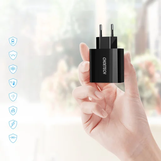 Choetech hálózati töltő adapter 3x USB Type A 5V / 3A fekete (C0027) - 2