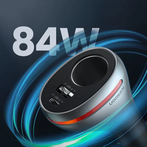 Ugreen autós töltő USB Type C / USB QC PD 24W 12V ezüst (CD204) + szivargyújtó porttal - 6