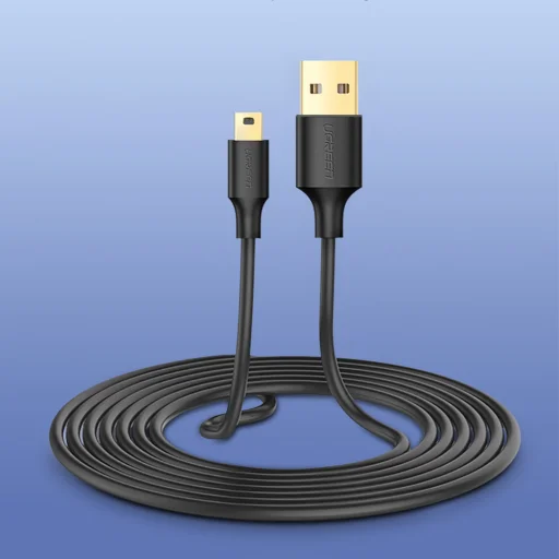 Ugreen 5 tűs aranyozott USB kábel - mini USB 0.25 m fekete (US132) - 15
