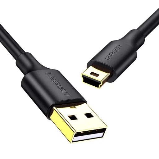 Ugreen 5 tűs aranyozott USB kábel - mini USB 0.25 m fekete (US132) - 1