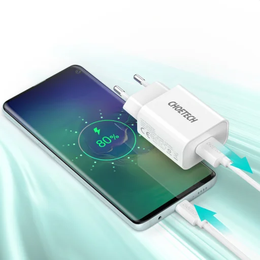 Choetech T555-F vezeték nélküli töltő 15 W fehér + fali töltő 1,2 m kábellel fehér - 5