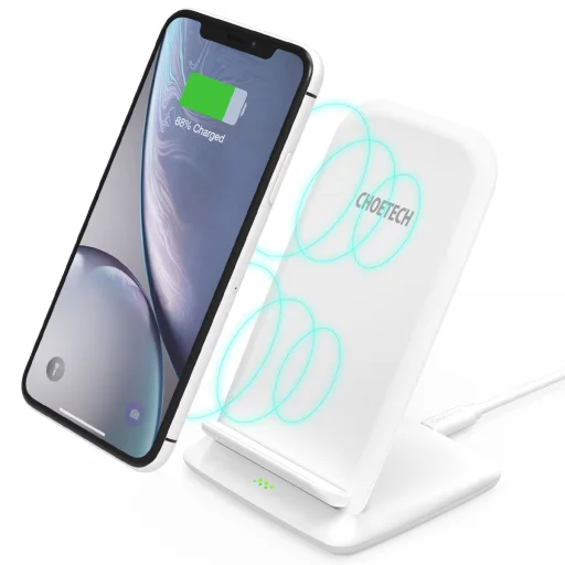 Choetech T555-F vezeték nélküli töltő 15 W fehér + fali töltő 1,2 m kábellel fehér - 10