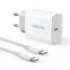 Ugreen hálózati töltő adapter USB Type C PD 30W USB Type C kábellel 2m fehér (CD127) thumbnail