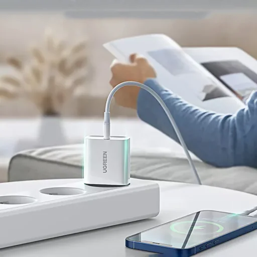 Ugreen hálózati töltő adapter USB Type C PD 30W USB Type C kábellel 2m fehér (CD127) - 4