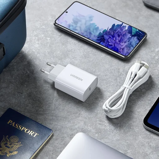 Ugreen hálózati töltő adapter USB Type C PD 30W USB Type C kábellel 2m fehér (CD127) - 6
