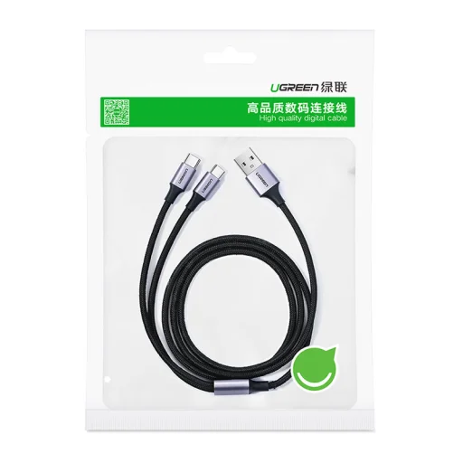 Ugreen osztókábel USB - USB Type C / microUSB 1m fekete (US196) - 4