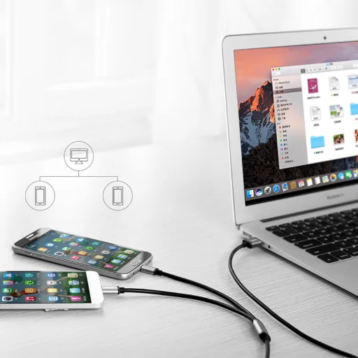 Ugreen osztókábel USB - USB Type C / microUSB 1m fekete (US196) - 7