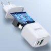Duzzona hálózati töltő adapter 30W PD QC3.0 USB Type C / USB fehér thumbnail